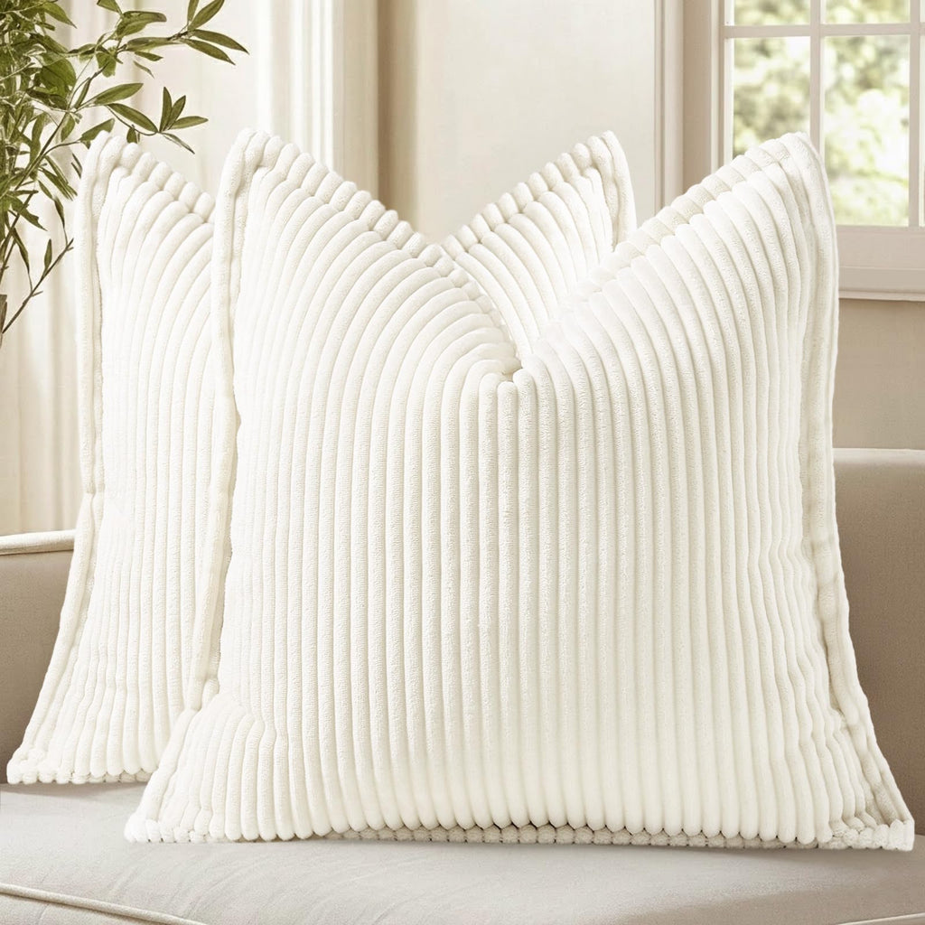 decorUhome Fall Corduroy Navy Blue Throw Pillow Covers 24x24 Set of 2