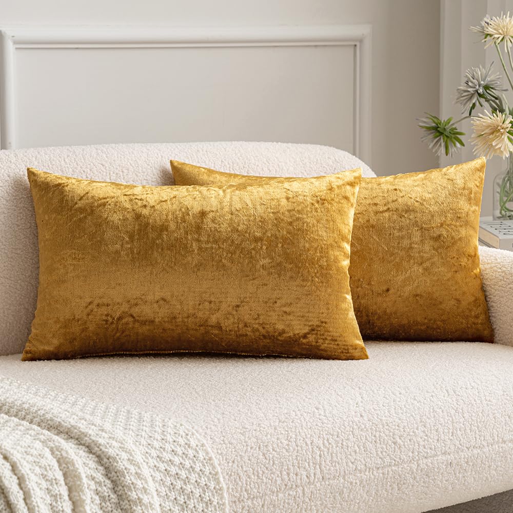MIULEE Velvet Fall Throw Pillow Covers 20x20 Inch Pack of 2 Burnt Orange