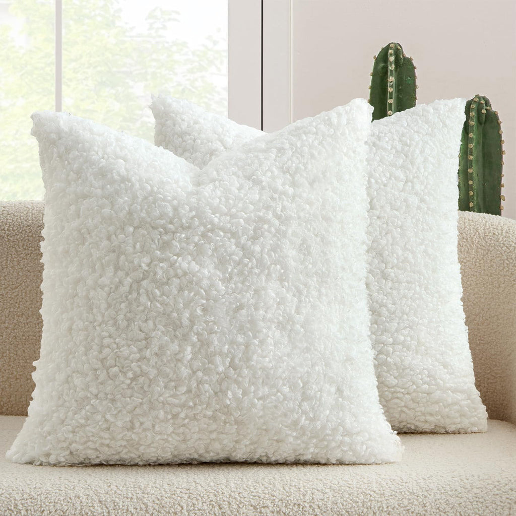 MIULEE Decorative Faux Fur Pillow Covers Sherpa 18x18 Chocolate