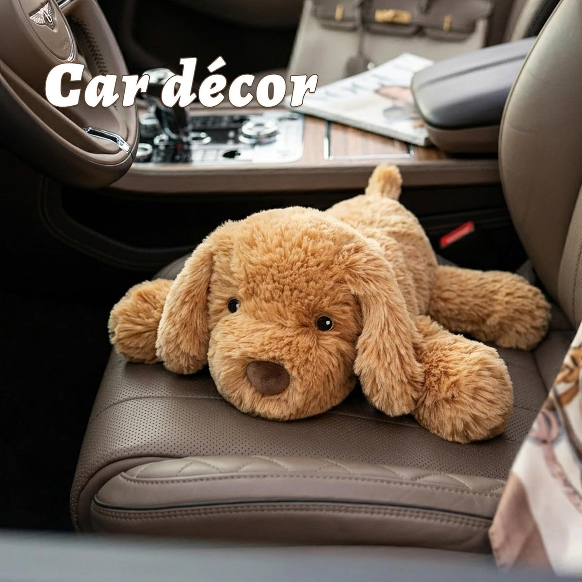 Golden Retriever Stuffed Animal Lying Fluffy Dog Plush Toy Long Hair Puppy Hugging Pillow Sleeping Buddy for Infant Baby Toddler Kids Couch Bed Accents 14 Inch