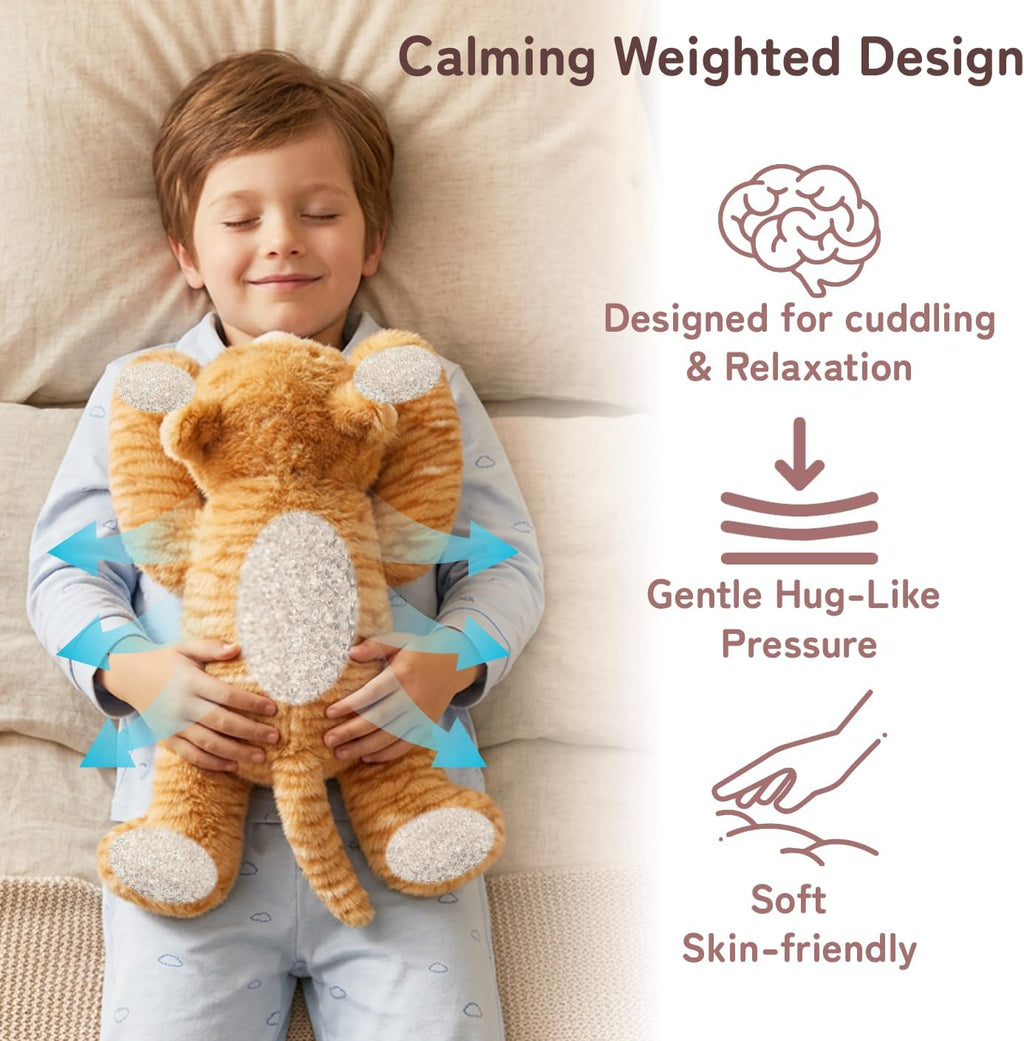 Niuniu Daddy Orange Cat Weighted Stuffed Animals, Plush Toy Pillow for Kids