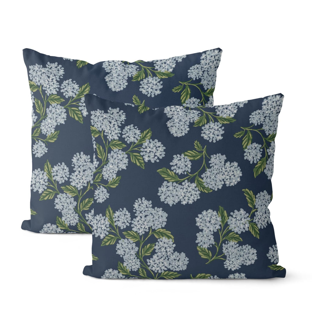 Floral Outdoor Pillow Covers 18x18 Inch Set of 2 Blue Green