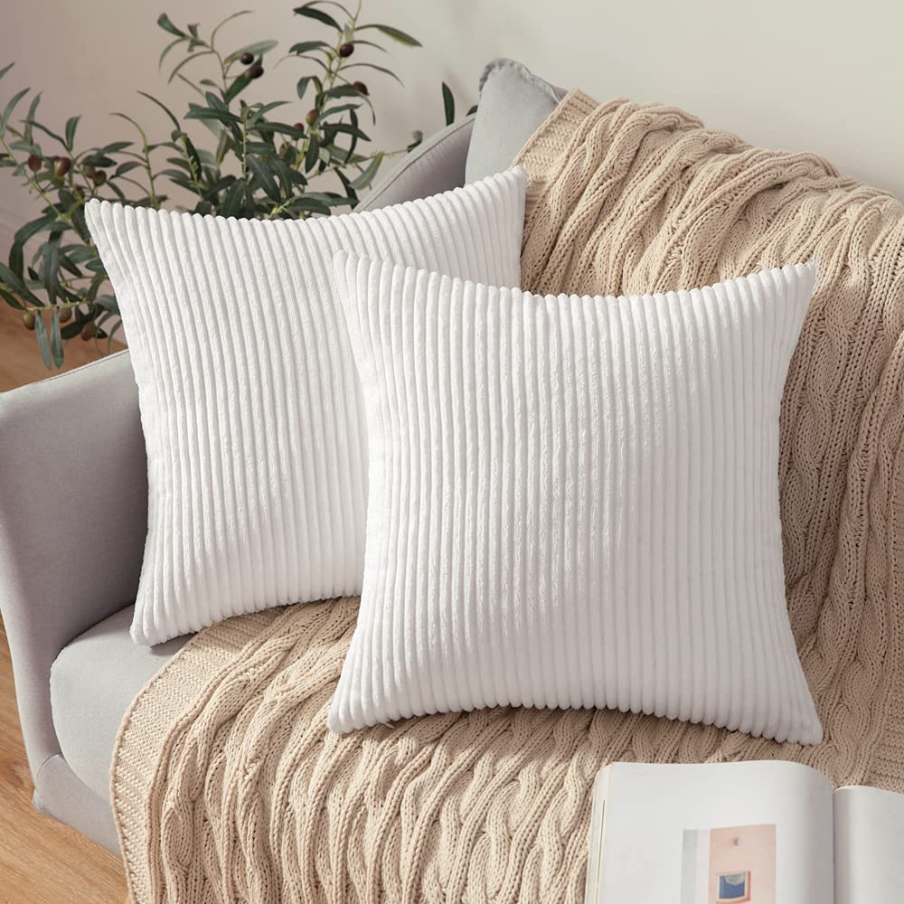 MIULEE Fall Decorative Corduroy Throw Pillow Covers Set of 2 20x20 Orange
