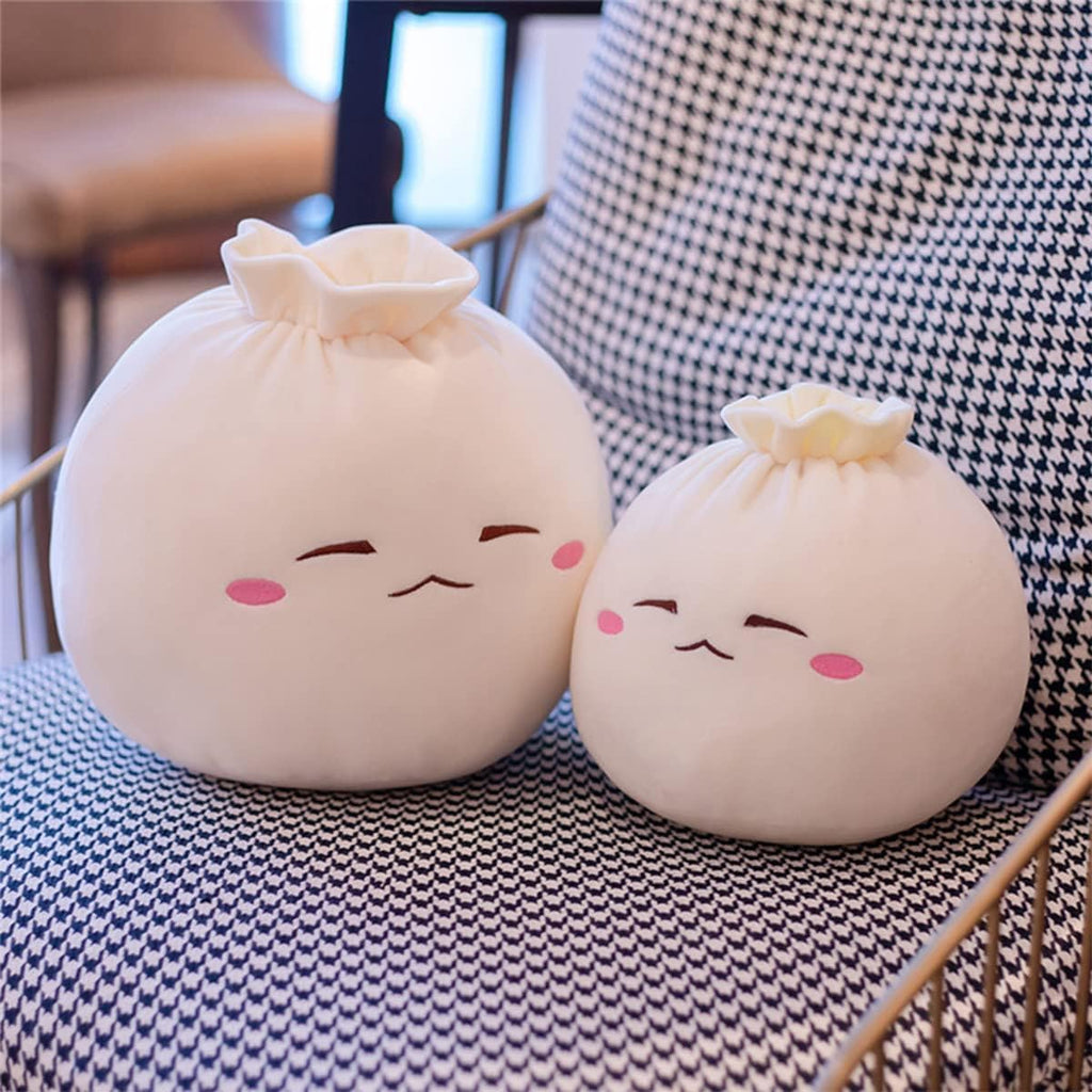 Dumpling Plush Pillow with Cute Features, Stuffed Bun Plush, Funny Food Toy Gifts for Kids Adults(6.3 * 12.2in,Frown)