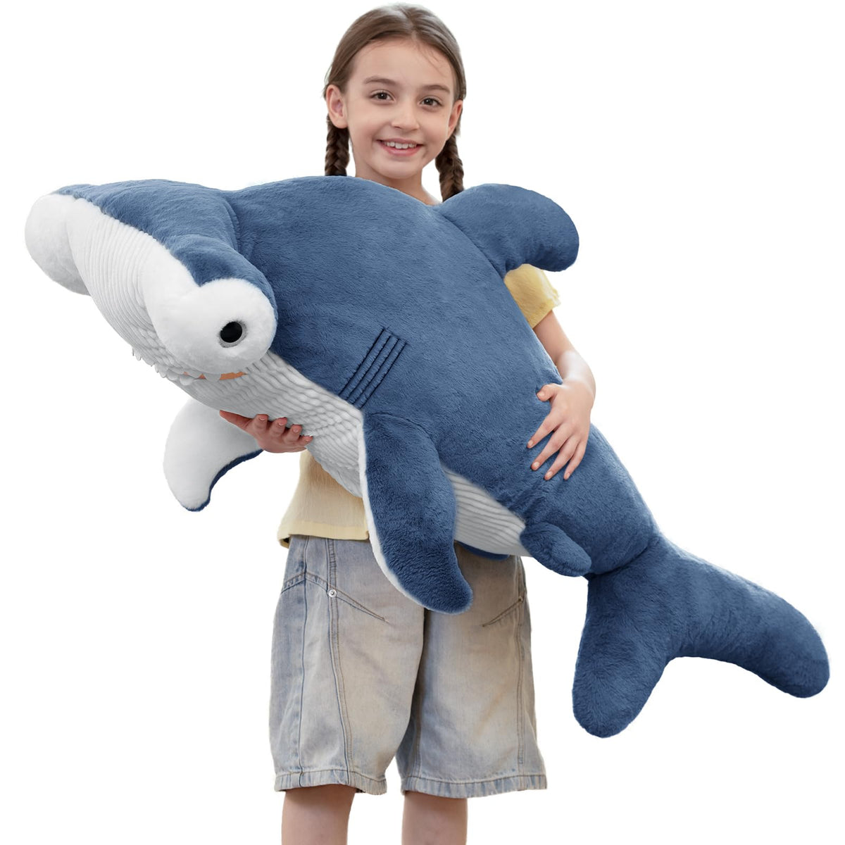 Tezituor 24 Inch Narwhal Stuffed Animal, Hugging Soft Ocean Narwhal Pillow Gift for Girls Kids, Cute Pink Large Stuffed Whale Plush Toy Christmas Deaor Gift