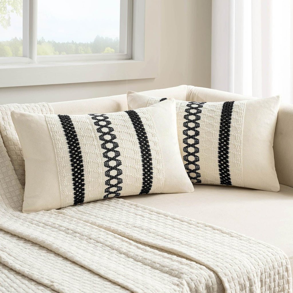 MIULEE Set of 2 Sage Green Boho Decorative Pillow Covers 18x18 Inch
