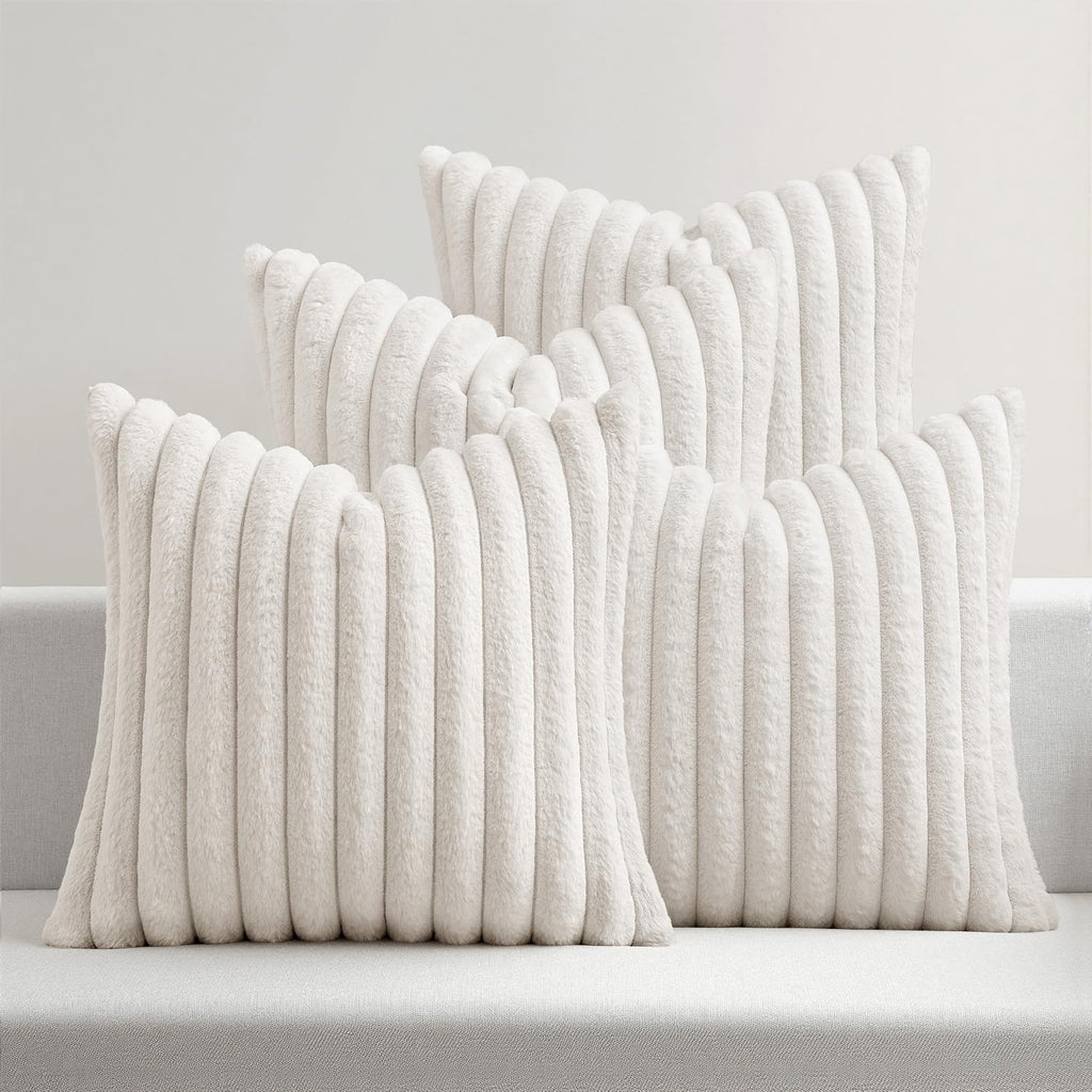 MIULEE Faux Fur Plush Decorative Throw Pillow Covers 18x18, Navy Blue