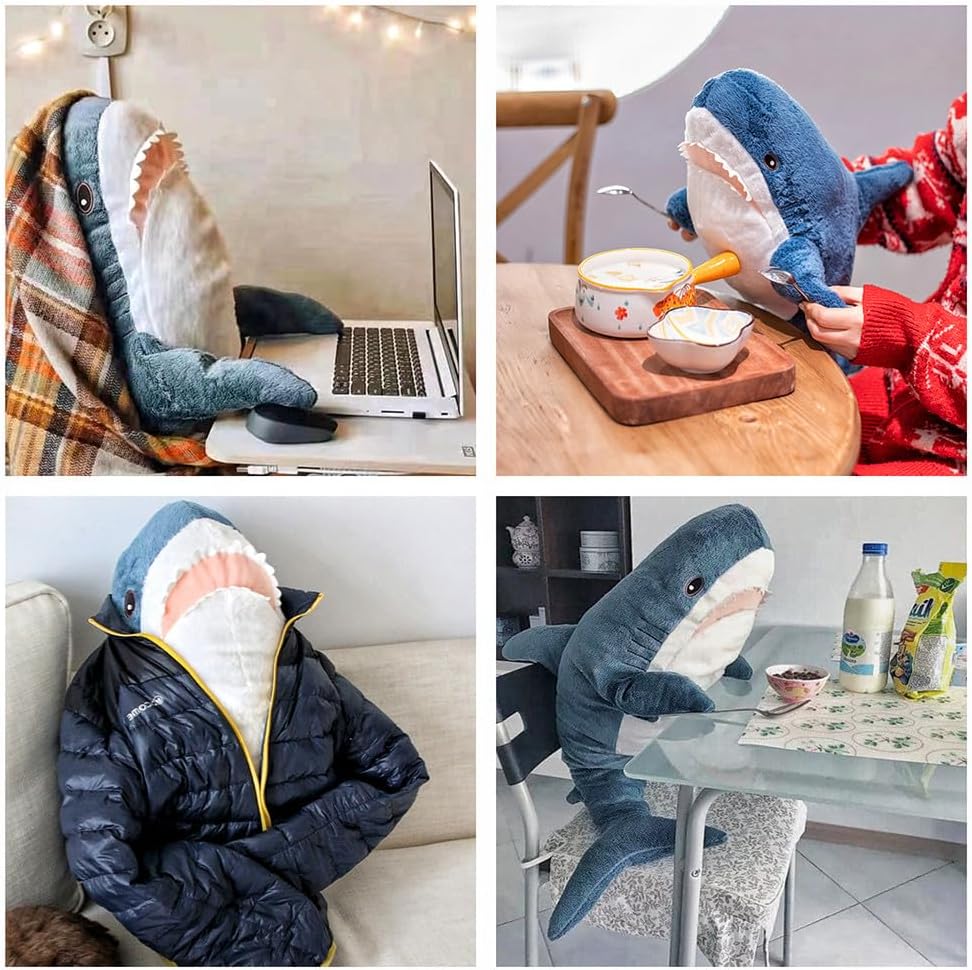 XIYUAN 39.3-Inch SharkPlush Toy Giant SharkStuffed Animal Soft SharkPillow Cushion Shark Plush Pillow Chubby Stuffed Shark Toy Bedtime Gift Throw Pillow for Home Room Décor Kids