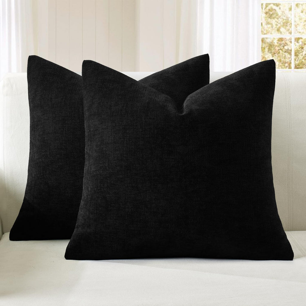 MIULEE Olive Green Chenille Couch Throw Pillow Covers, 18x18