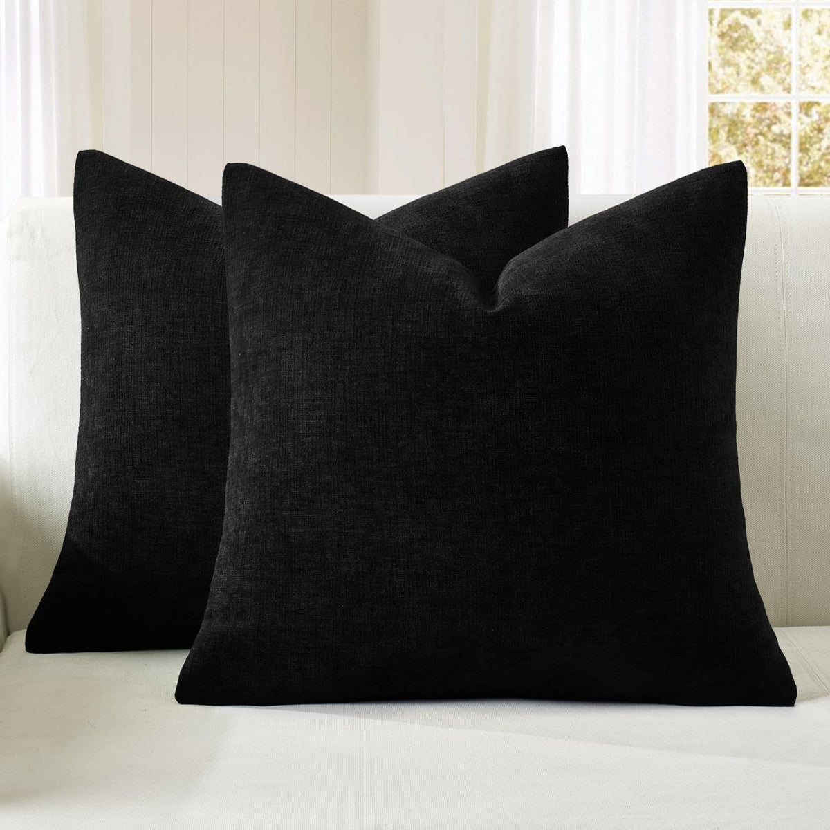 MIULEE Olive Green Chenille Couch Throw Pillow Covers, 18x18