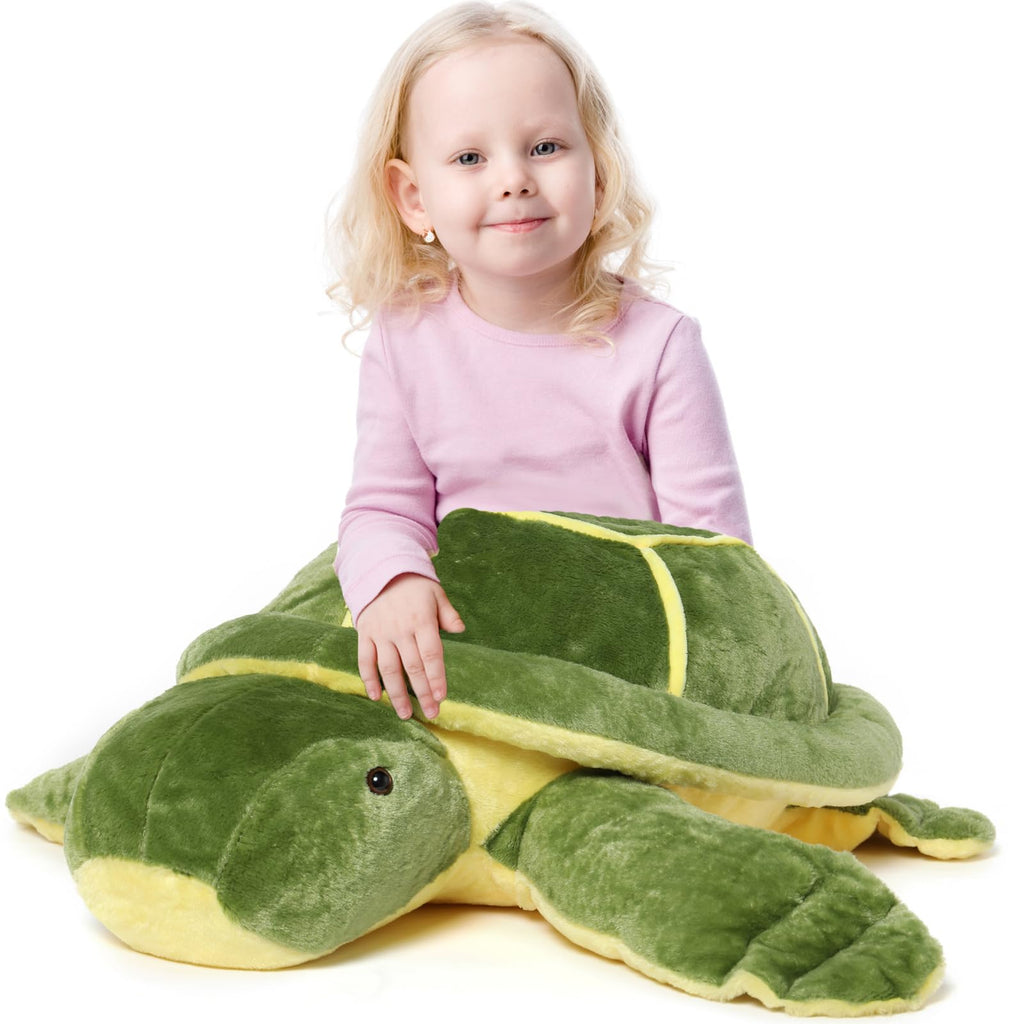 MorisMos 33Inch Giant Blue Sea Turtle Stuffed Animal, Large Turtle Plush Pillow, Soft Ocean Animal Plush Toy for Kids, Big Turtle Plushie for Bed Sofa Room Decor, Birthday Gift