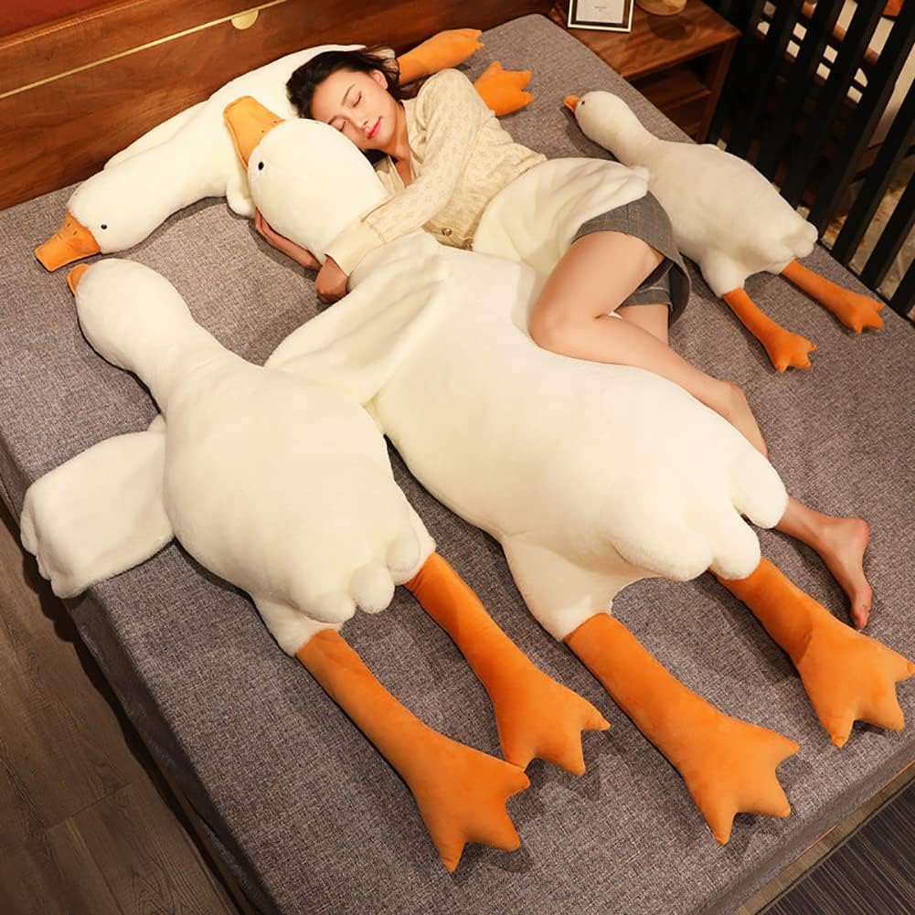 Srutirbo Giant White Goose Plush-51 in Soft Furry Swan Stuffed Animal Pillow,Huge Goose Plush Hugging Pillow Gifts for Every Age (51 in)