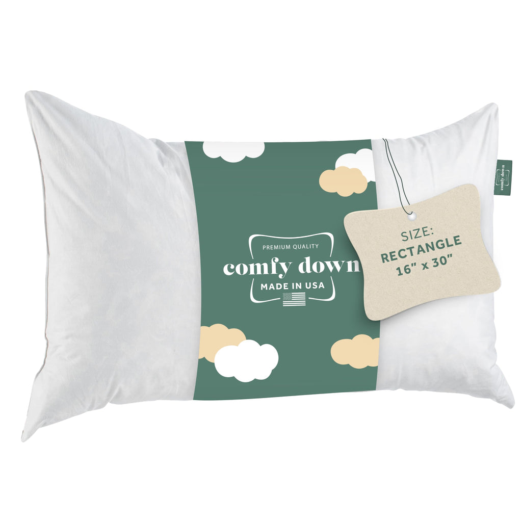 ComfyDown 12x18 Throw Pillow Insert, Down & Feather Fill, 100% Cotton Cover, Made in USA – Premium Soft Decorative Pillow Form Sham Stuffer for Bed, Sofa & Couch