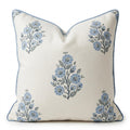Jillien Harbor “The Camille” Floral Block Print Pillow Cover – Soft Blue and White Decorative Throw Pillow Cover – Grandmillennial Home Decor, 20" x 20"
