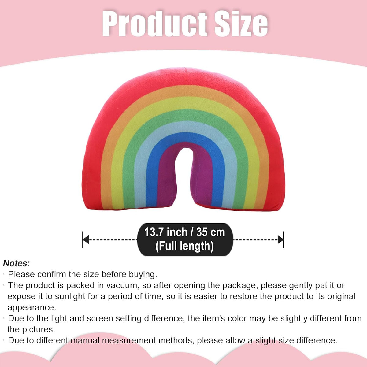 zhidiloveyou Rainbow Pillow Plush Stuffed Rainbow Shaped Cushion Toy, 13.7"