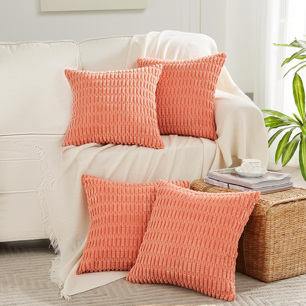 Fancy Homi 4 Packs Decorative Throw Pillow Covers for Living Room Couch Bed, Modern Farmhouse Boho Home Décor Accent Cushion Case, 18" x 18", Neutral
