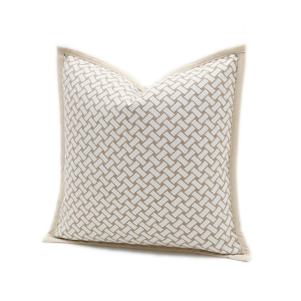 Croker Horse 20x20'' Inches Throw Pillow Cushion Cover - Grid Pattern Chenille Jacquard Embroidery Luxury Modern Style Couch Sofa Pillow for Living Room Bedroom