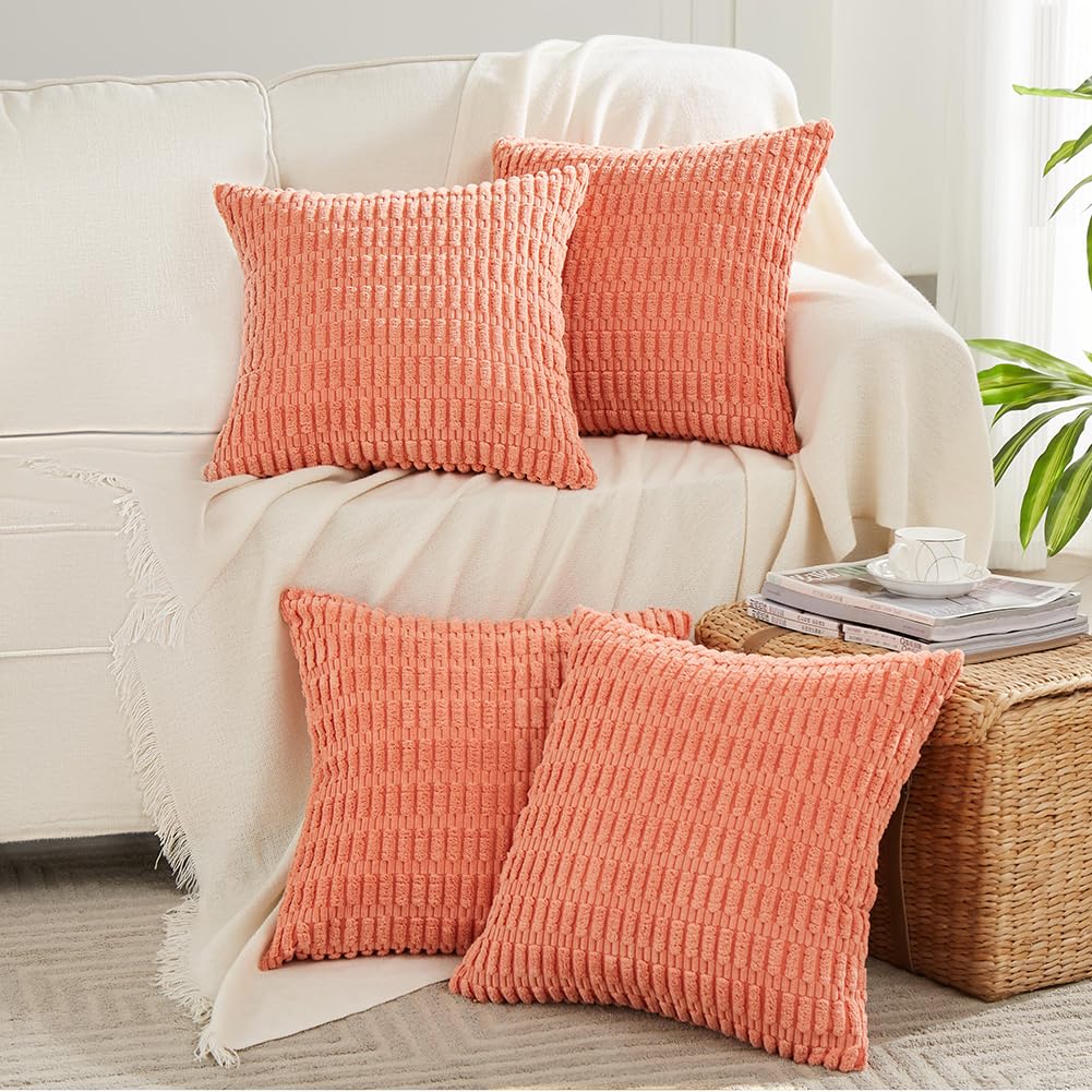 Fancy Homi 4 Packs Decorative Throw Pillow Covers for Living Room Couch Bed, Modern Farmhouse Boho Home Décor Accent Cushion Case, 18" x 18", Neutral
