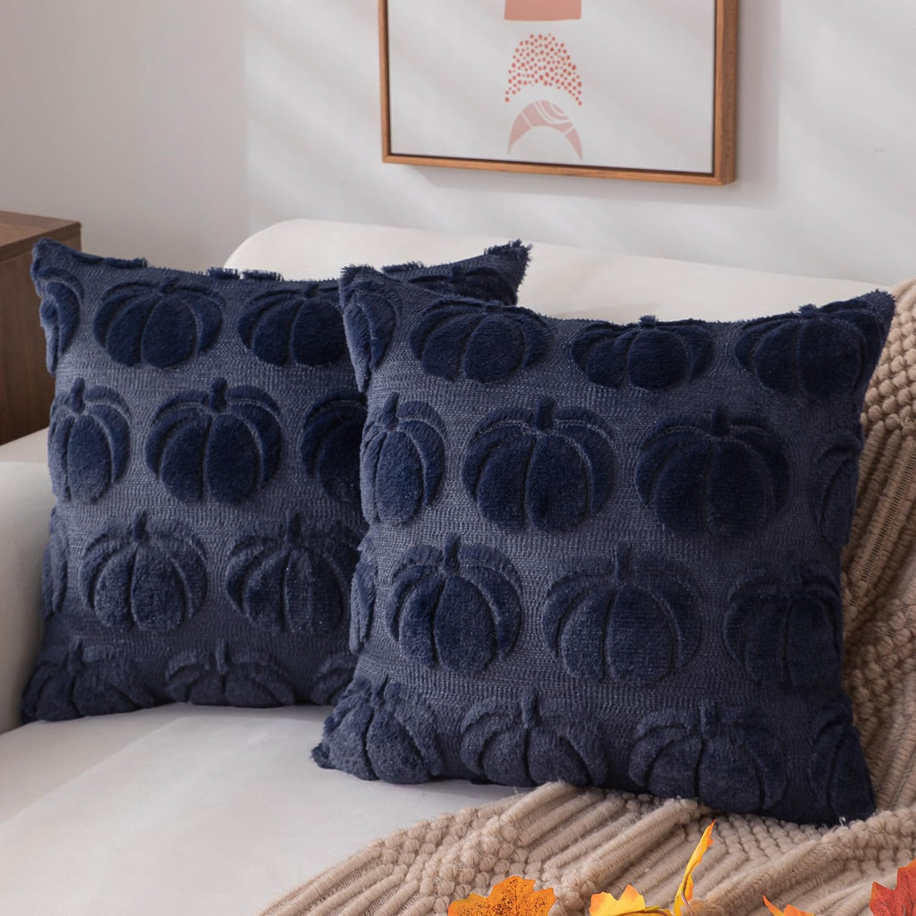 DFXSZ Fall Pillow Covers 18x18 2Pcs Rust Pumpkin Fall Decorations for Home