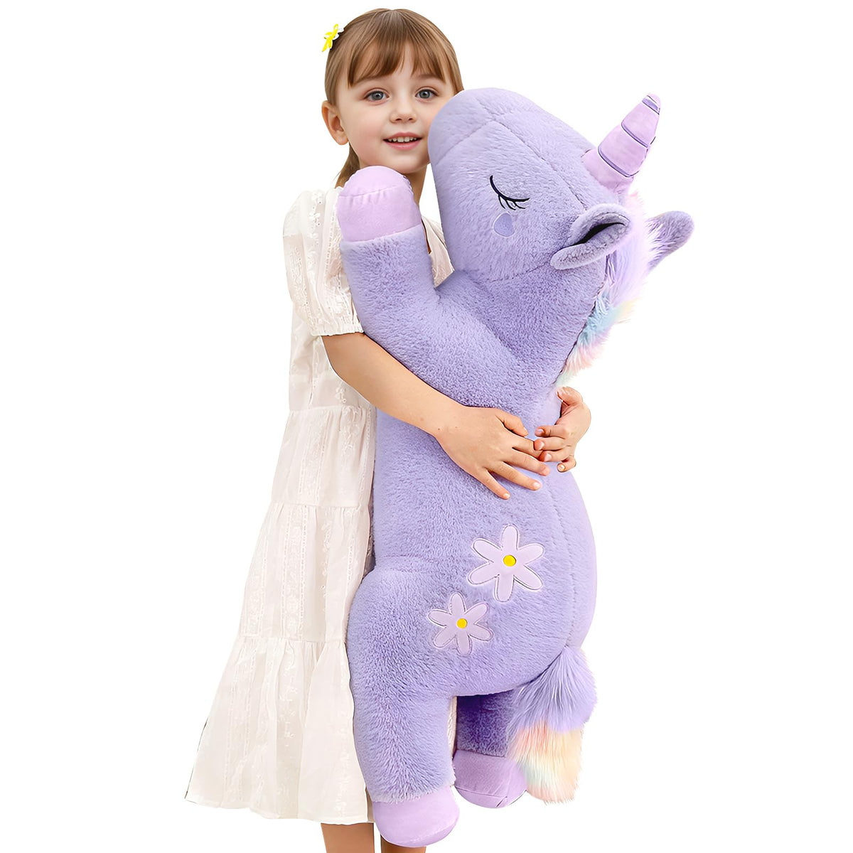 32inch Cute Giant Pink Unicorn Plush, Jumbo Soft Body Pillow Pet, Large Rainbow Unicorn Stuffed Animals Toy, Big Doll for Kids Girls and Boys, Birthday