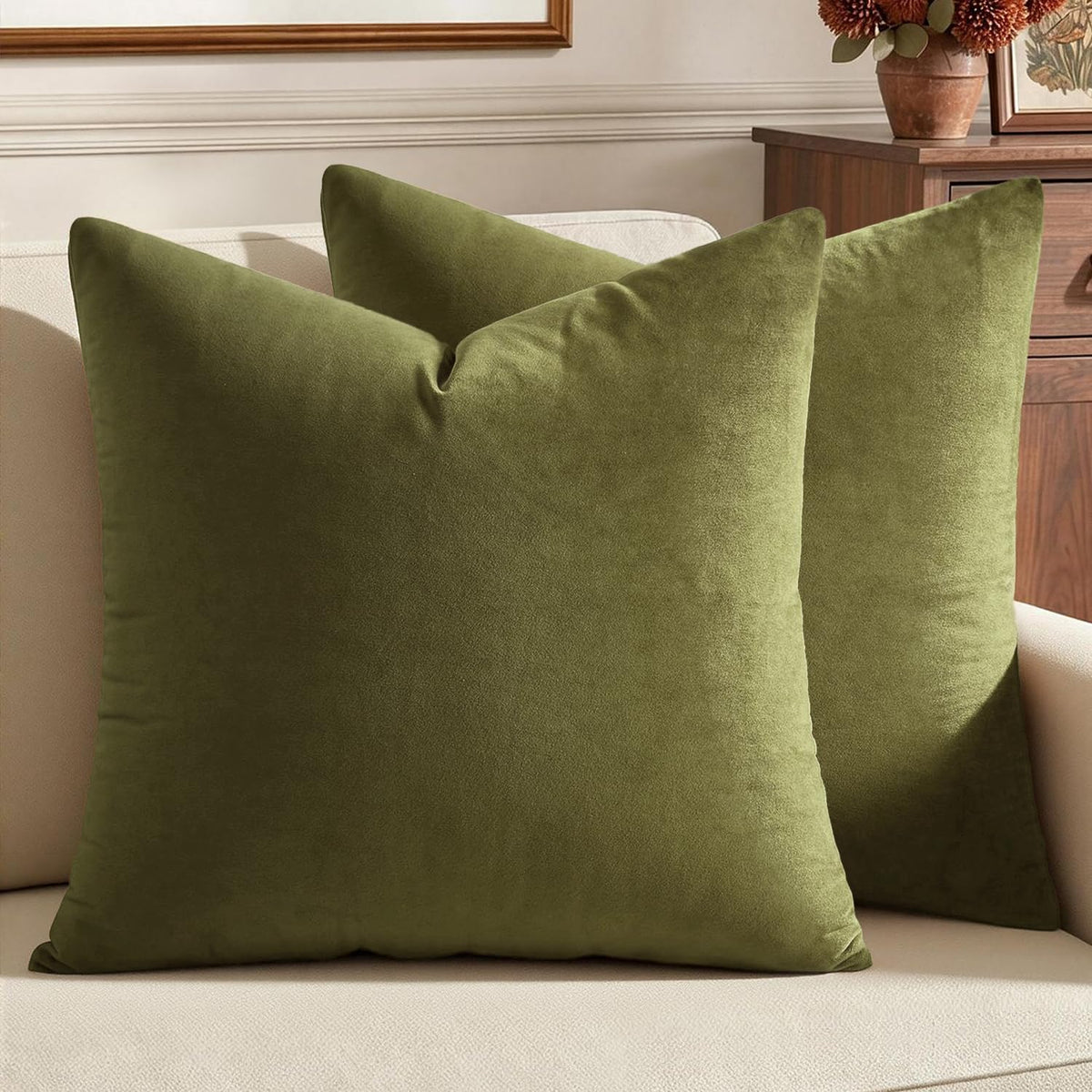 MIULEE Velvet Fall Throw Pillow Covers 20x20 Inch Pack of 2 Burnt Orange