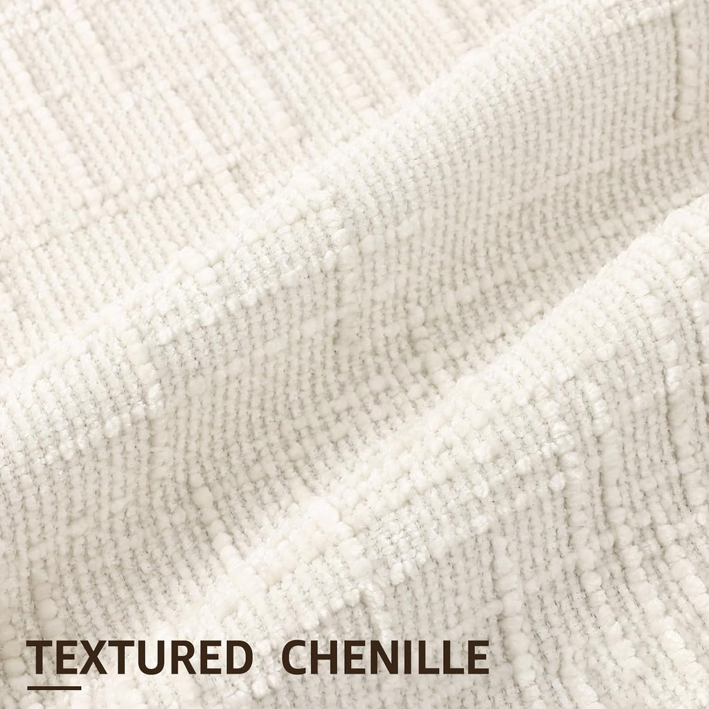 decorUhome Textured Chenille Throw Pillow Covers 18x18 Set of 2 Cream White