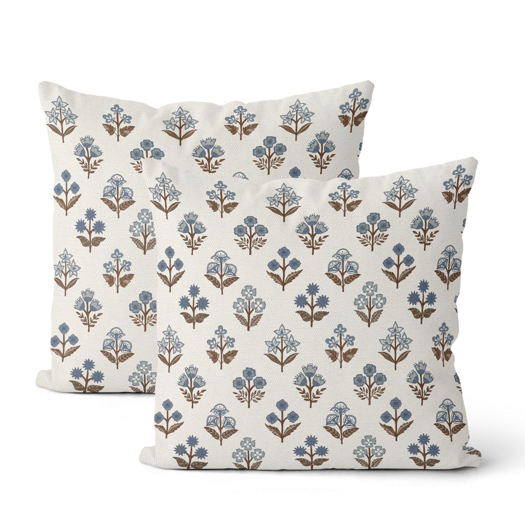 Floral Outdoor Pillow Covers 18x18 Inch Set of 2 Blue Green