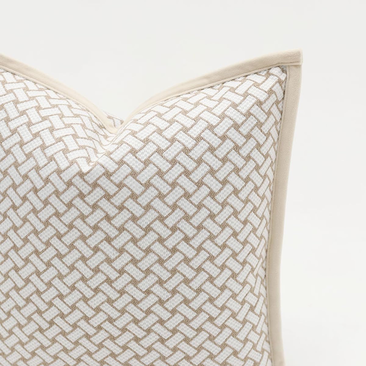 Croker Horse 20x20'' Inches Throw Pillow Cushion Cover - Grid Pattern Chenille Jacquard Embroidery Luxury Modern Style Couch Sofa Pillow for Living Room Bedroom