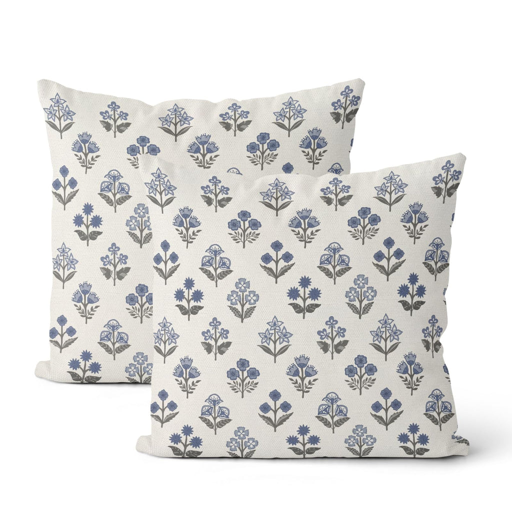 Floral Outdoor Pillow Covers 18x18 Inch Set of 2 Blue Green