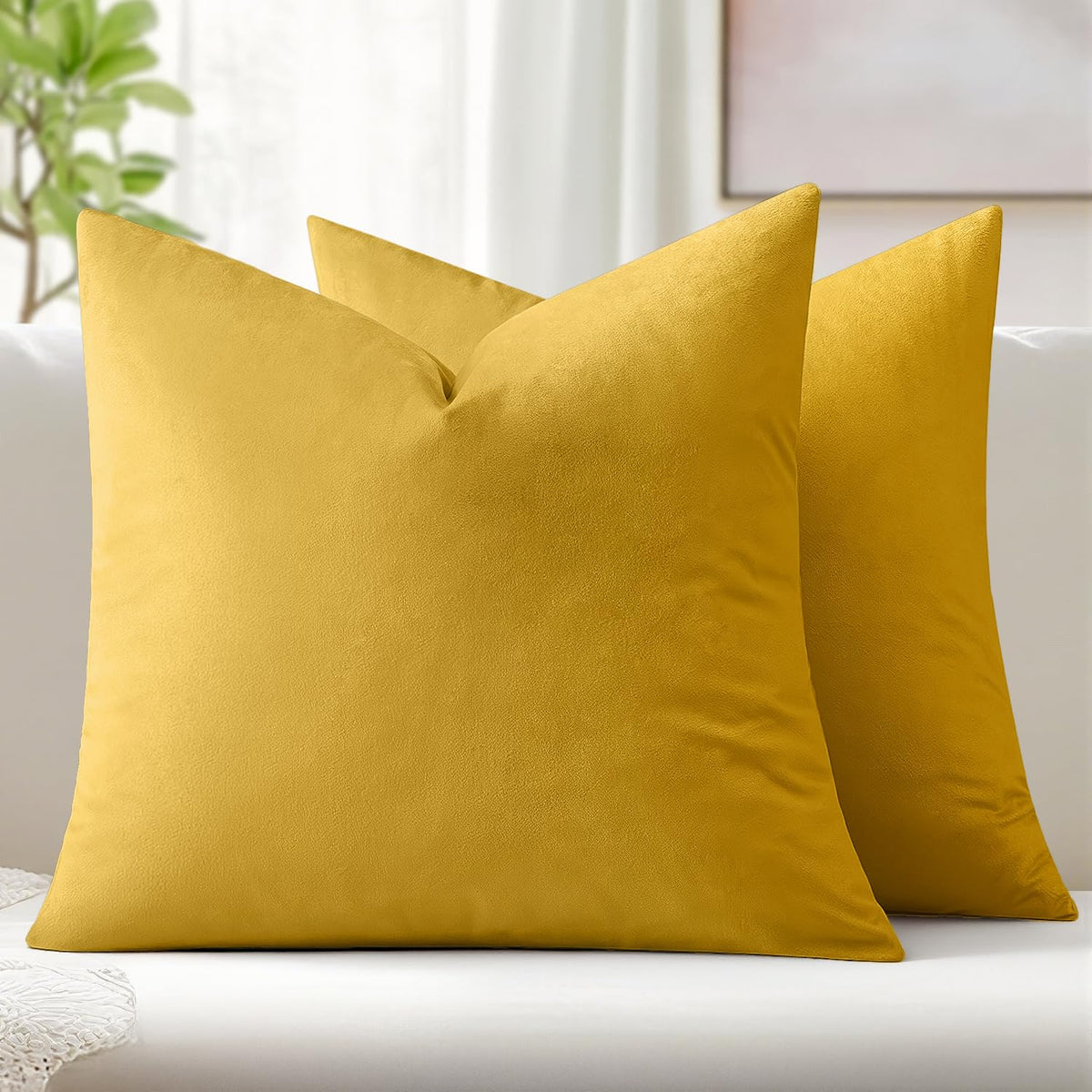 MIULEE Velvet Fall Throw Pillow Covers 20x20 Inch Pack of 2 Burnt Orange