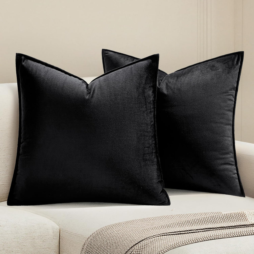 MIULEE Decorative Brown Velvet Throw Pillow Covers for Couch 22x22 Inch