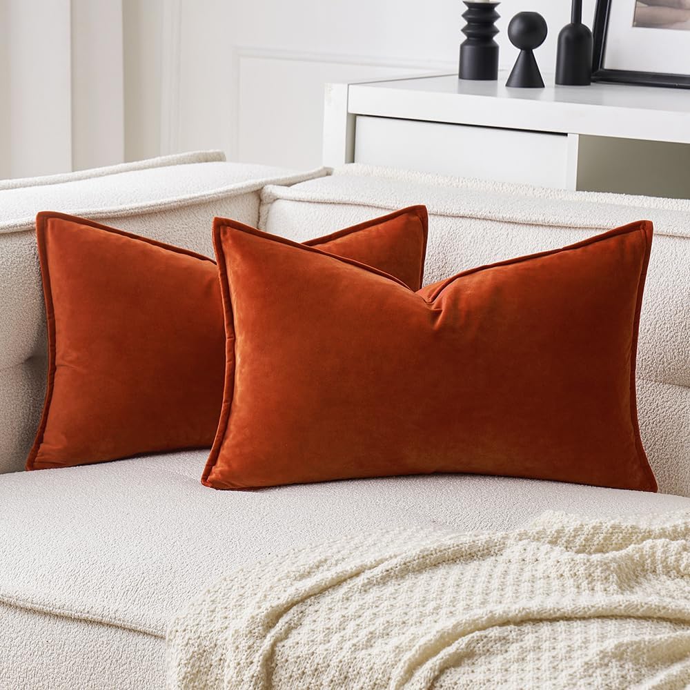 MIULEE Decorative Brown Velvet Throw Pillow Covers for Couch 22x22 Inch