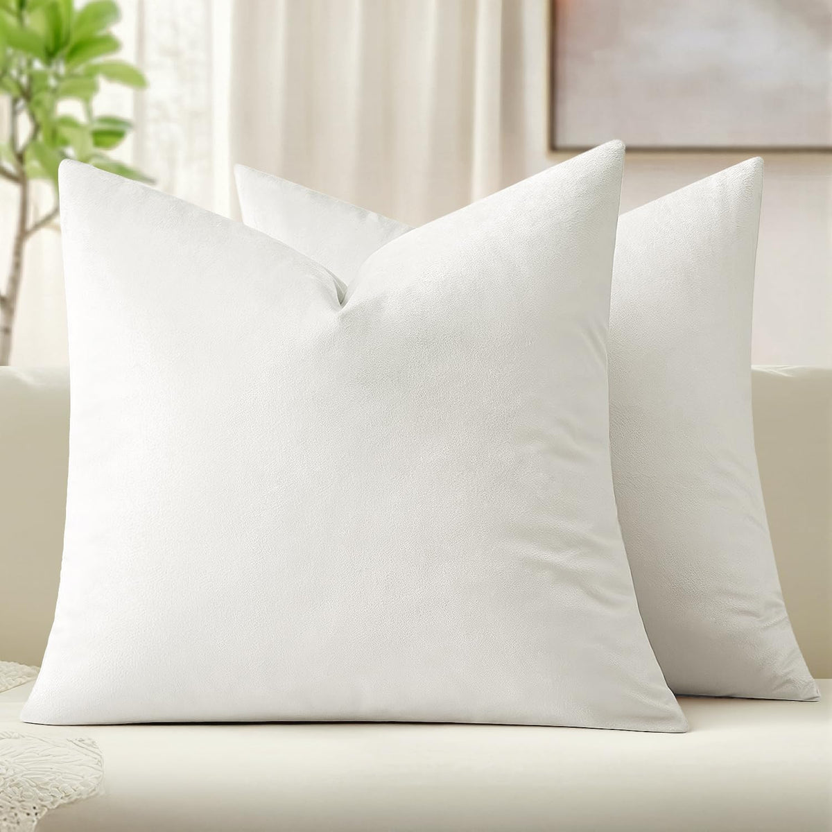 MIULEE Velvet Fall Throw Pillow Covers 20x20 Inch Pack of 2 Burnt Orange
