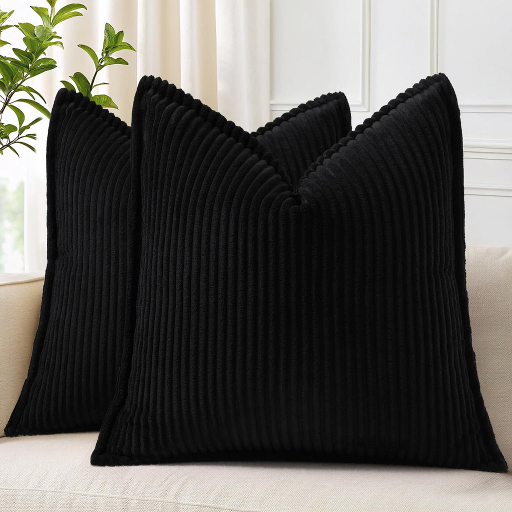decorUhome Fall Corduroy Navy Blue Throw Pillow Covers 24x24 Set of 2