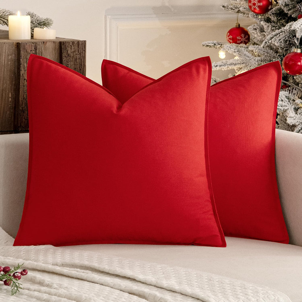 MIULEE Pack of 2 Decorative Linen Pillow Covers 18x18 Inch Olive Green