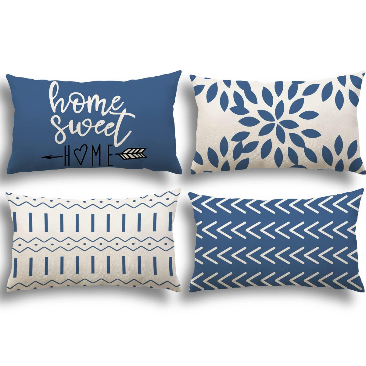 YCOLL Pillow Covers 18x18 Set of 4, Modern Sofa Throw Pillow Cover, Decorative Outdoor Linen Fabric Pillow Case for Couch Bed Car，Light Blue