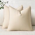 MIULEE Pack of 2 Decorative Linen Pillow Covers 18x18 Inch Olive Green