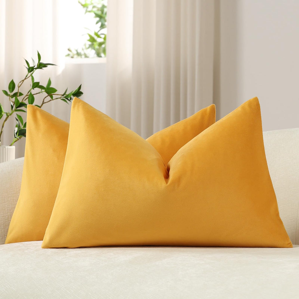 DEZENE Throw Pillow Covers 20x20 Chocolate Brown: Pack of 2 Cozy Soft Velvet Square Modern Luxury Decorative Throw Pillow Cases for Sofa Couch Living Room Bed Home Decor