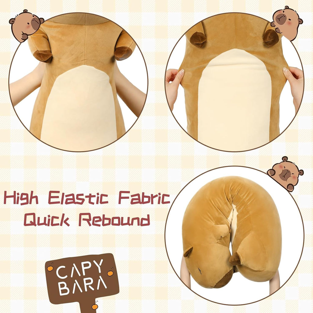 Tezituor Long Capybara Plush Body Pillow, 39.5” Cute Capybara Stuffed Animal Soft Sleeping Throw Pillow Plush Capybara Toy Birthday Christmas for Kids Girlfriends