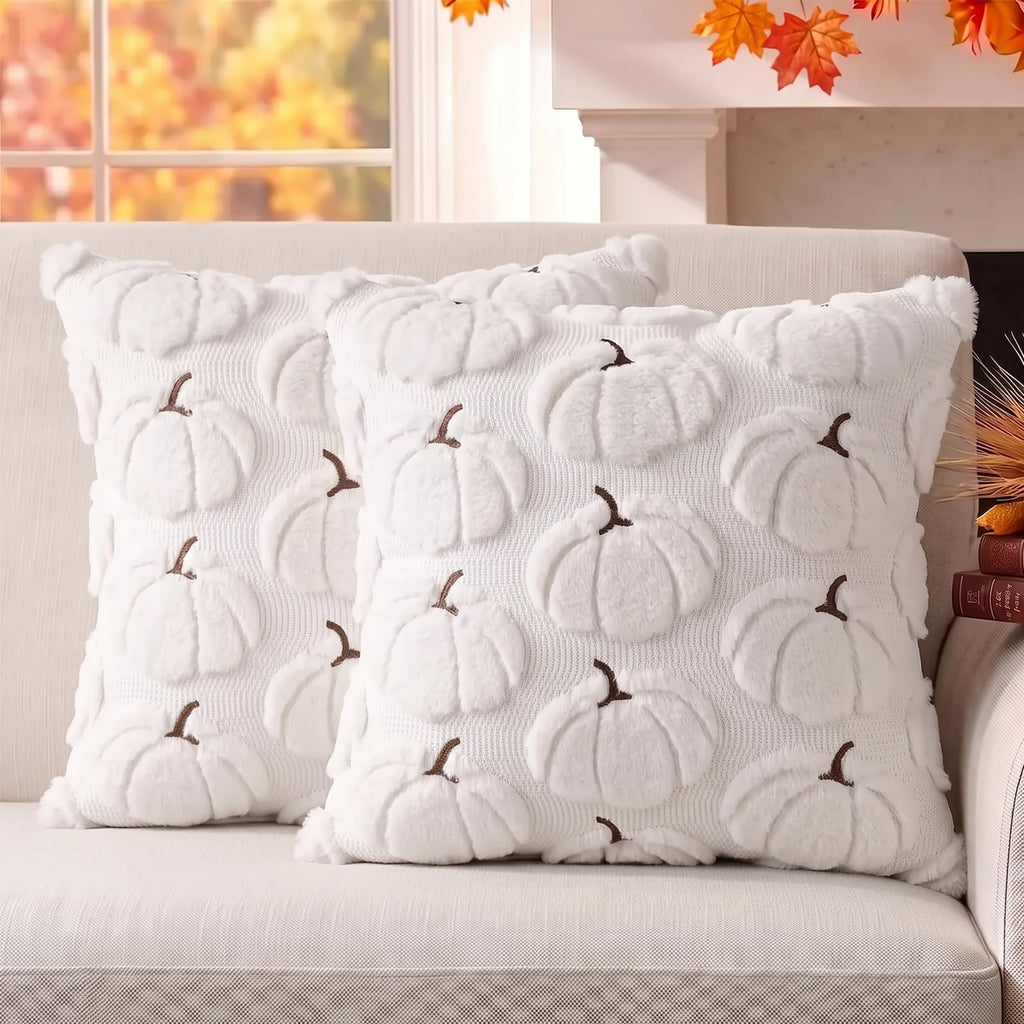 Fall Pillow Covers Pumpkin Fall Decor 18x18 Set of 2 Beige