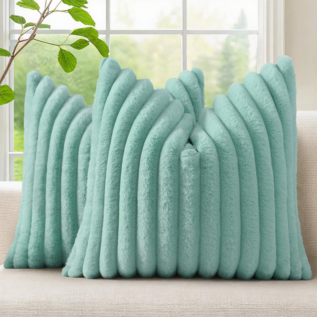 decorUhome Fall Faux Fur Throw Pillow Covers 18x18 Set of 2 Rust