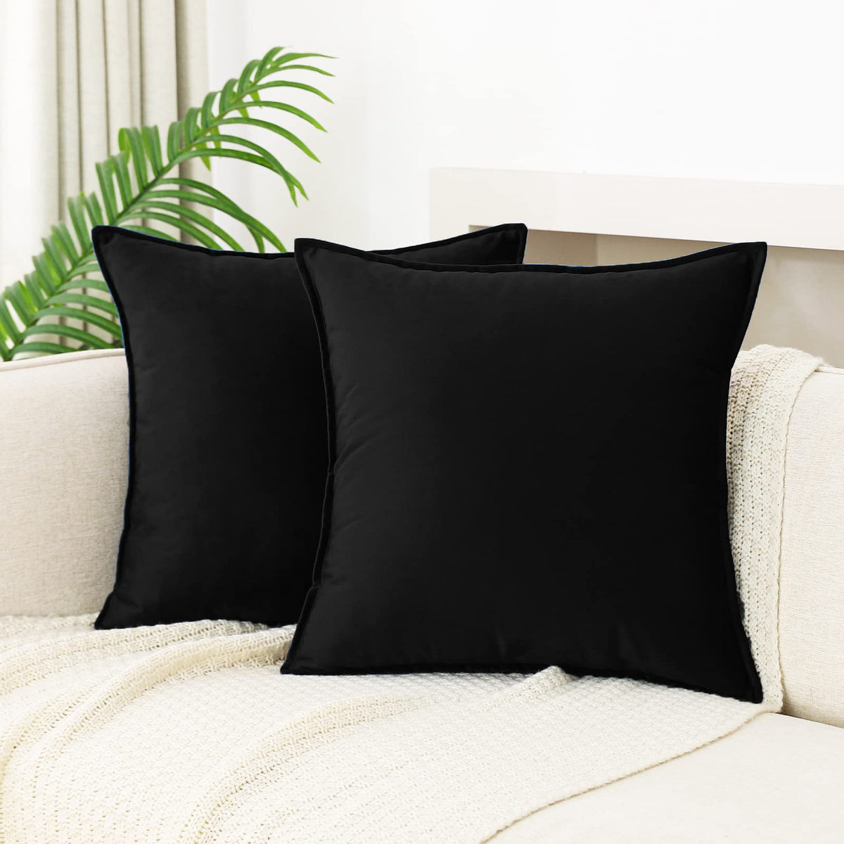 Velvet Navy Blue Throw Pillow Covers 18”x18”Pack of 2 Soft Decorative
