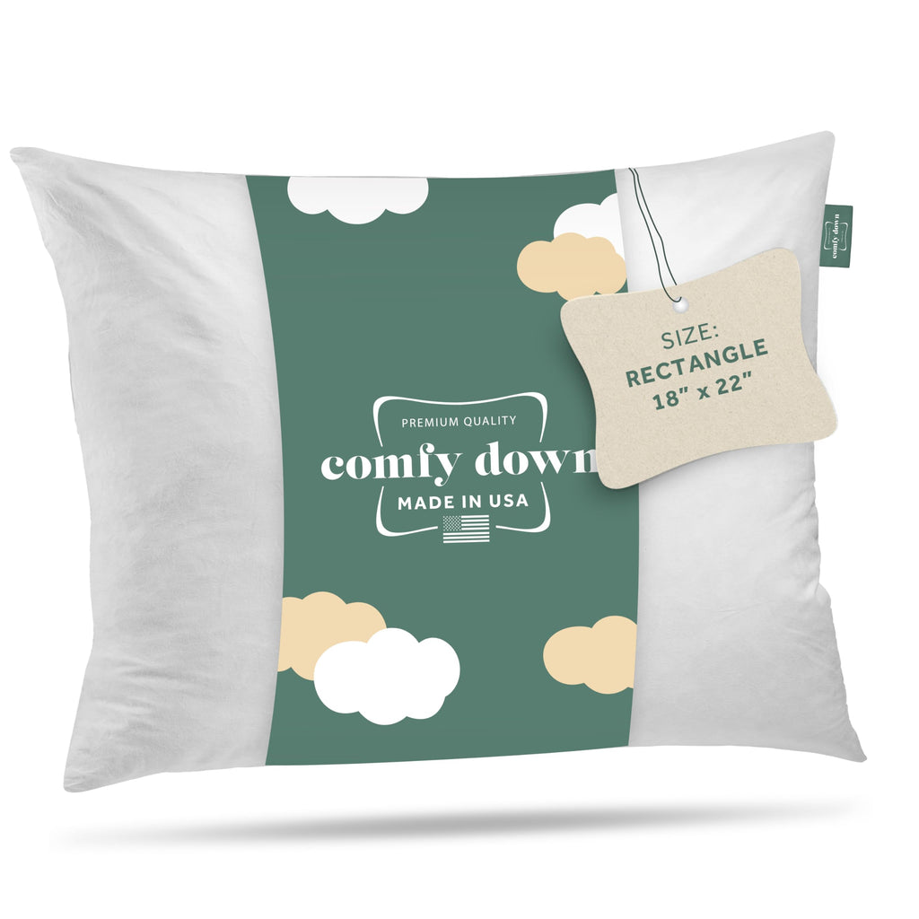 ComfyDown 12x18 Throw Pillow Insert, Down & Feather Fill, 100% Cotton Cover, Made in USA – Premium Soft Decorative Pillow Form Sham Stuffer for Bed, Sofa & Couch