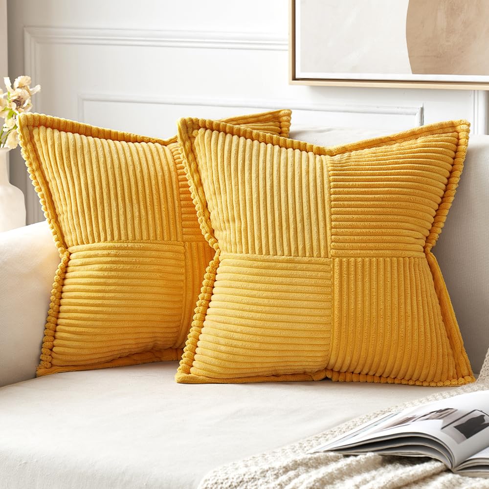 MIULEE Decorative Throw Pillow Covers for Couch 18x18 Inch Beige 2 Pack