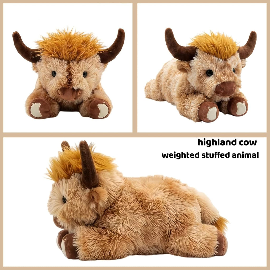Highland Cow Weighted Stuffed Animal, 5 lbs Giant Plush Pillow Gift