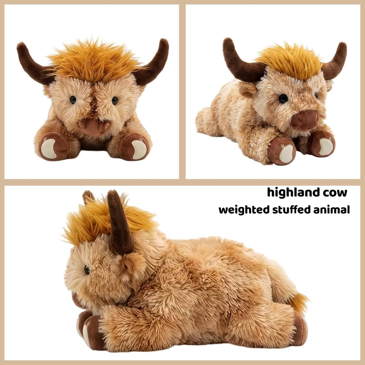 Highland Cow Weighted Stuffed Animal, 5 lbs Giant Plush Pillow Gift