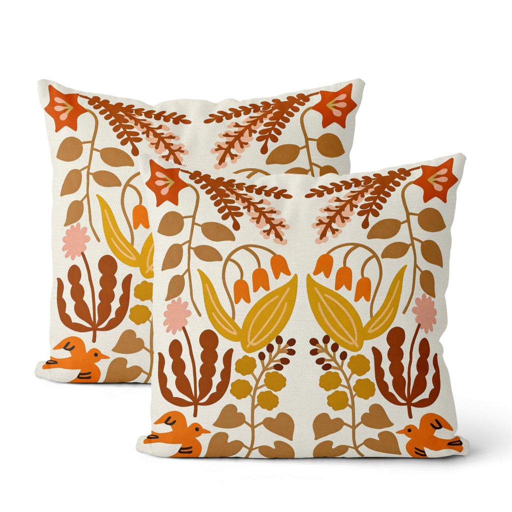 Floral Outdoor Pillow Covers 18x18 Inch Set of 2 Blue Green