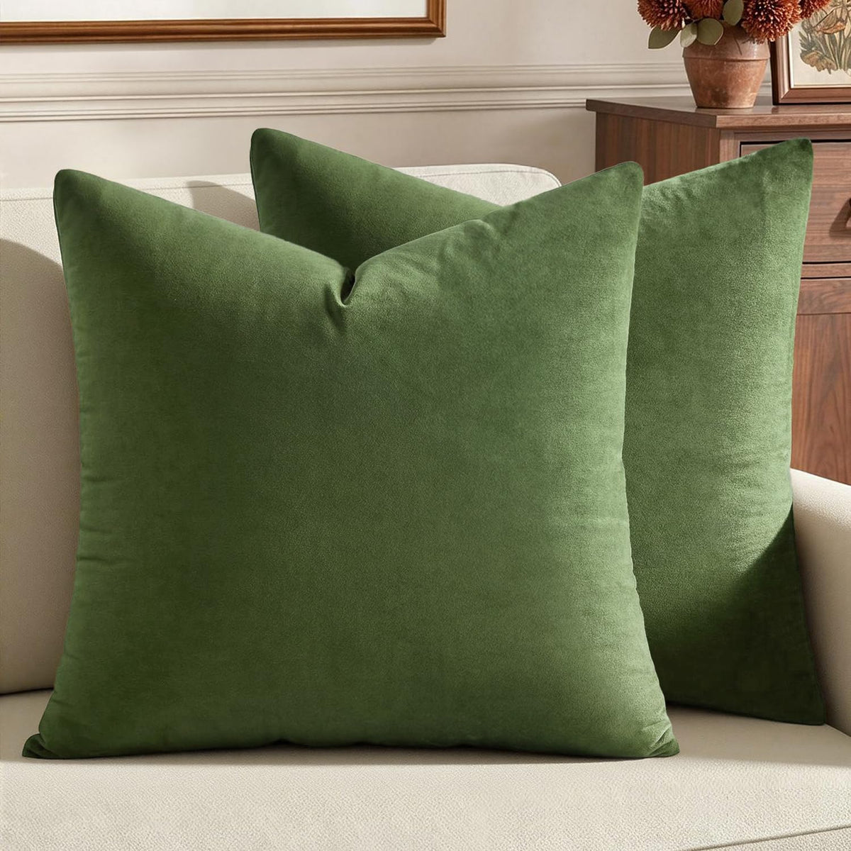 MIULEE Velvet Fall Throw Pillow Covers 20x20 Inch Pack of 2 Burnt Orange