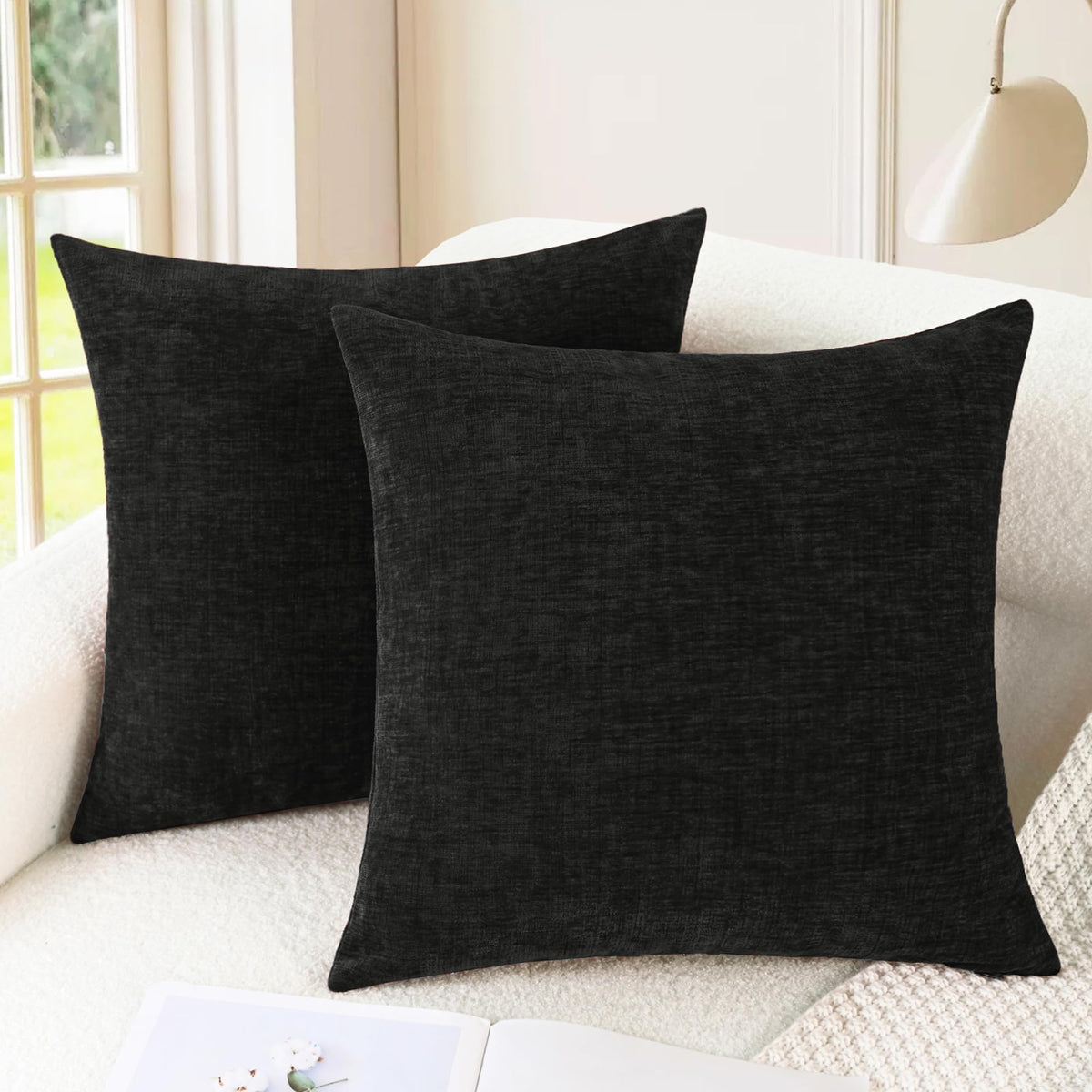 CaliTime Decorative Couch Throw Pillow Covers 18 X 18 Inches Medium Grey