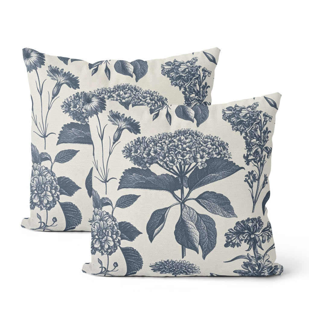 Floral Outdoor Pillow Covers 18x18 Inch Set of 2 Blue Green